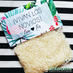 25 bolsitas Vivan los novios (con arroz) - (Pedilas con tu diseño favorito)