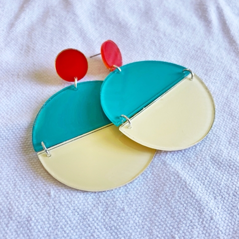 Aros ELENA turquesa y marfil