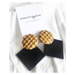 Aros ANTONINA negro dulce de leche