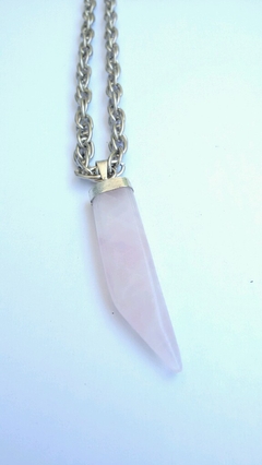 Collar cuerno cuarzo rosa