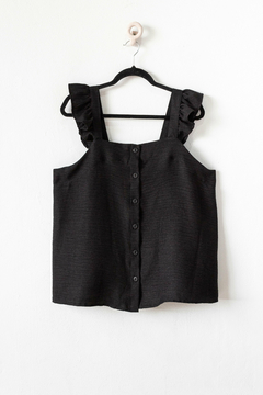 Blusa LEDA, Blusa con volados en breteles y cartera con botones - comprar online