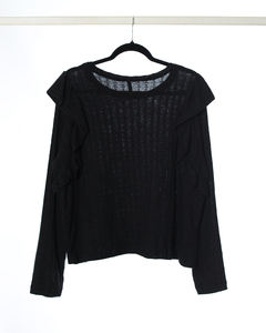 Sweater ALPES de lanilla de cuello redondo con volados fruncidos R1249/A - comprar online