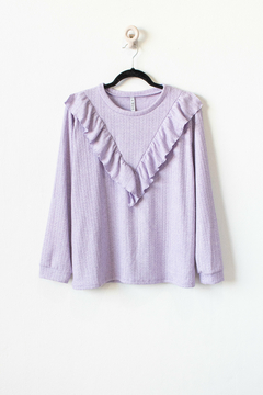 Sweater MAURA, Sweater manga larga con volados en diagonal en delantero - comprar online