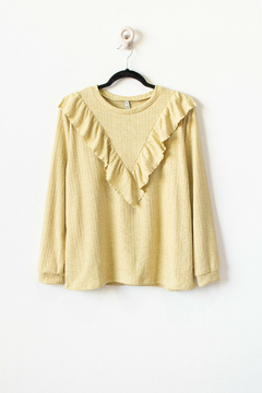 Sweater MAURA, Sweater manga larga con volados en diagonal en delantero - tienda online