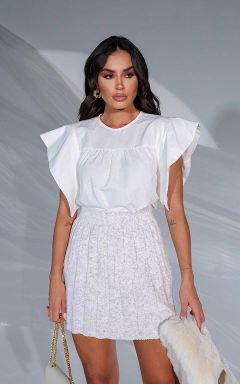 Saia plissada no tricot mousse