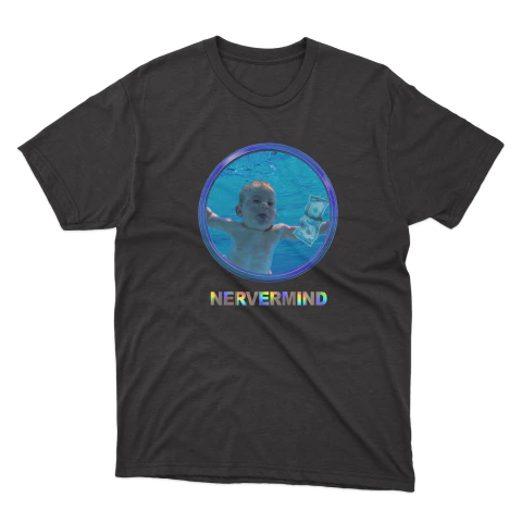 Nirvana "NEVERMIND" T-Shirt (Black / Holographic)