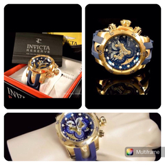 Relógio Invicta Reverse Venom Azul Banhado ouro 18k - 14465