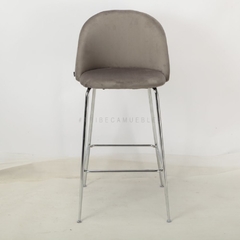Banqueta Sybil Pana Gris Claro Base Cromo - DC903C/GC-T - comprar online
