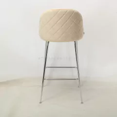 Banqueta Sybil Pana Beige Base Cromo - DC903C/BE-T - tienda online