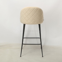 Banqueta Sybil Pana Beige Base Negra - DC903N/BE-T