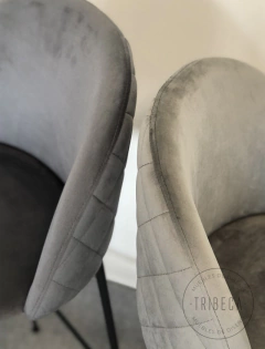 Banqueta Sybil Pana Gris Claro Base Cromo - DC903C/GC-T