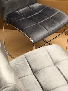 Silla Capitone Pana Gris Oscuro Base Negra - P-9011N/GO-T - comprar online