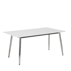 Mesa Gaia Calacatta Blanco Brillante Base Cromo 160 - DT121WH-CR160 - comprar online