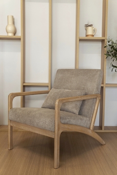Imagen de Sillón Senka Chenille Taupe Base Antique - SL2359ATA