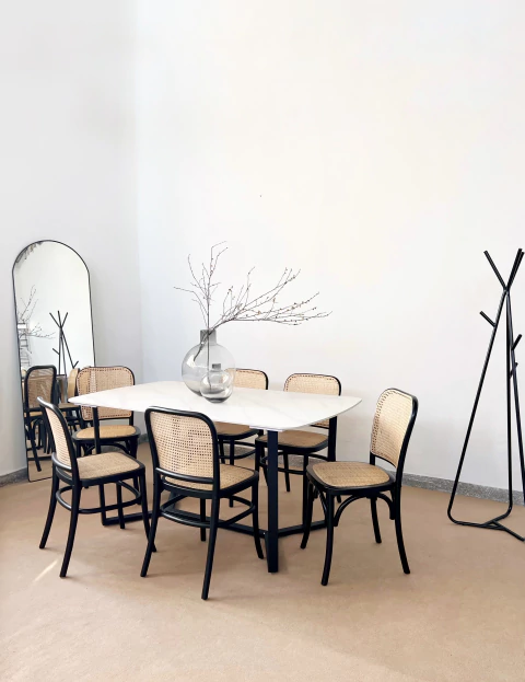 Mesa Albany Marmol Blanco Base Negra 160 - DT2216WHN160 - comprar online