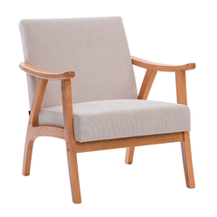 Sillón Japandi Chenille Beige Base Natural - S24035/NBE - comprar online