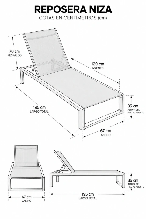 Reposera Niza Blanca x 2 Unidades - JD5536/W - tienda online
