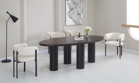 Silla Meridian Chenille Natural Base Negra -DX2675NAT