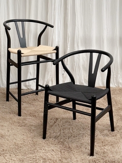 Banqueta Wishbone Natural Black - WB001BK en internet