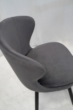 Silla Elena Gris Claro Pana Base Negra - S-11A/GC-T - comprar online