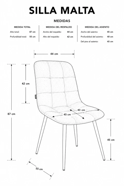 Silla Malta Gris Oscuro Chenille Base Natural -DC812GO-W - comprar online