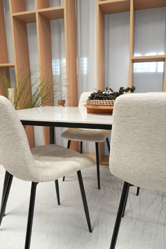 Silla Milano Chenille Beige Base Negra - ULK-7094/BE-N - tienda online