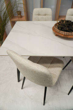Silla Milano Chenille Beige Base Negra - ULK-7094/BE-N - TRIBECA