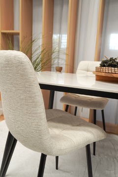 Silla Milano Chenille Beige Base Negra - ULK-7094/BE-N - tienda online