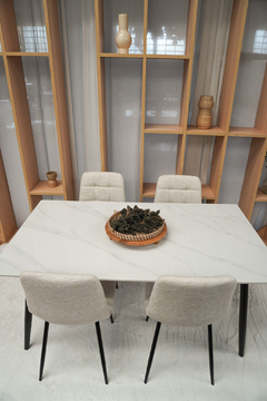 Silla Milano Chenille Beige Base Negra - ULK-7094/BE-N - TRIBECA