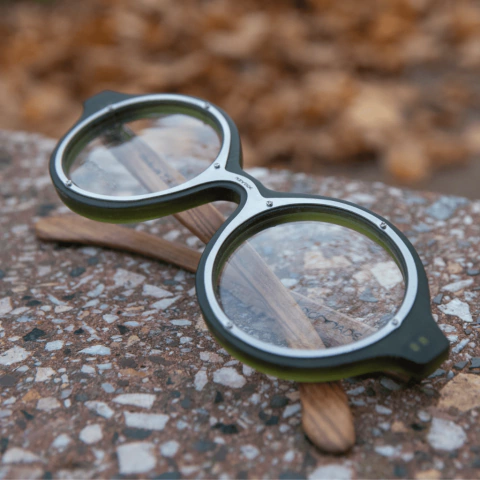 Anteojos de receta Sondrio - madera, acetato y acero - Redondo estilo industrial