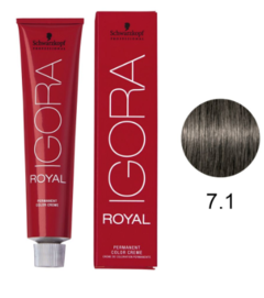 Tinta Igora Royal 60g - Cor 7.1 - Louro Médio Cinza