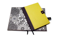 Cuaderno tapa de tela y cuero verde manzana en internet