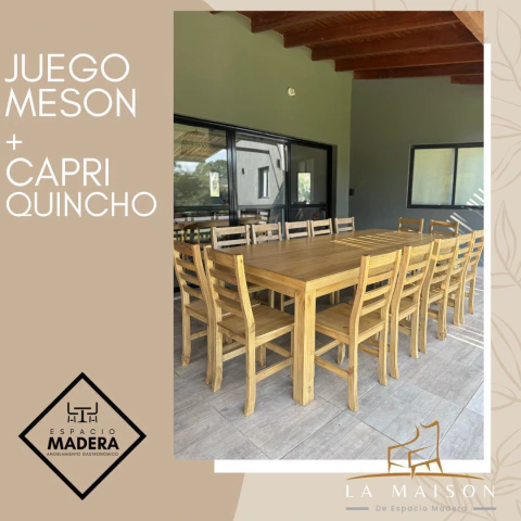 JUEGO QUINCHO MESON CAMPO + SILLAS CAPRI
