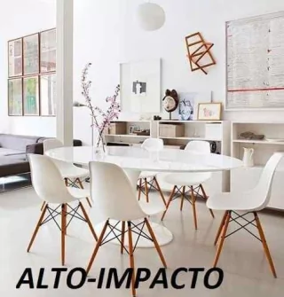 Combo Mesa Tulip Oval 180 + 6 Silla Eames Dsw - Alto Impacto en internet