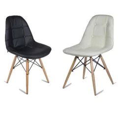 Set 6 Silla Eames Dsw Soft Capitone Tapizada- Alto Impacto