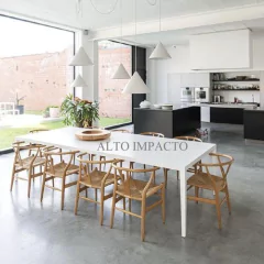 Combo 10 Silla Wishbone + Mesa Metalica 240 Cm- Alto Impacto