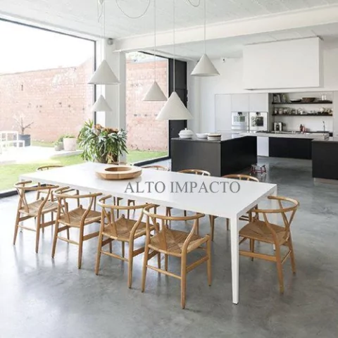 Combo 10 Silla Wishbone + Mesa Metalica 240 Cm- Alto Impacto