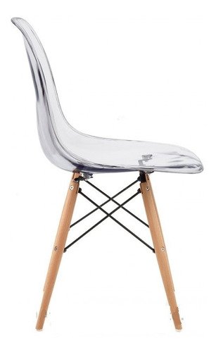 Set 6 Silla Eames Dsw Transparente Pata Madera- Alto Impacto en internet