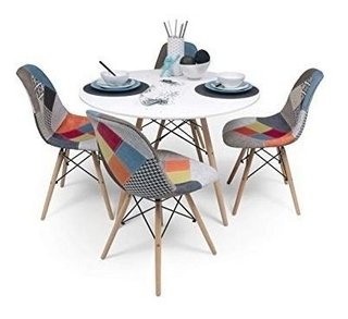 Set Mesa Eames 80 Cm + 4 Silla Patchwork - Alto Impacto - comprar online