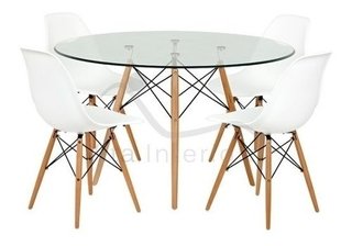 Mesa Eames Dsw Madera Vidrio Redonda 80 Cm - Alto Impacto- - comprar online