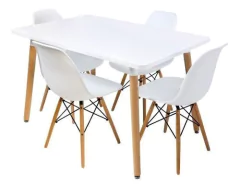 Combo Mesa Eames 120 * 80 + 4 Silla Dsw Madera- Alto Impacto