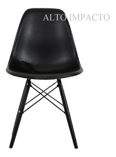 Set 4 Sillas Eames Dsw Negra All Black/white 1 Alto Impacto