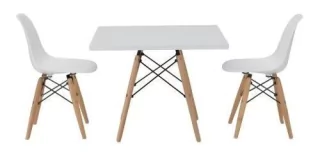 Combo Mesa Eames 60 Cuadrada + 2 Silla Kids - Alto Impacto