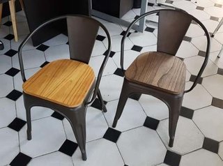 Sillon Tolix Metalico Asiento Madera 1 -alto Impacto - tienda online