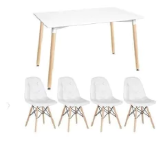 Set Mesa Eames 120 Cm+ 4 Silla Eames Tapizada - Alto Impacto