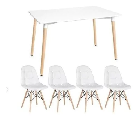 Set Mesa Eames 120 Cm+ 4 Silla Eames Tapizada - Alto Impacto