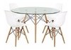 Combo Mesa Eames 100 Vidrio Madera + 4 Sillas- Alto Impacto - tienda online