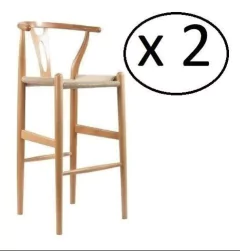 Banqueta Wishbone Madera Natural Barra - Alto Impacto