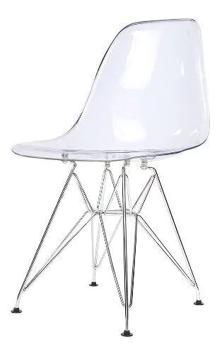 Silla Eames Dsr Cromada Transparente - Alto Impacto