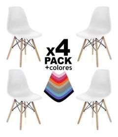 Set X 4 Silla Dsw Eames Blanca- Negra - Gris - Alto Impacto